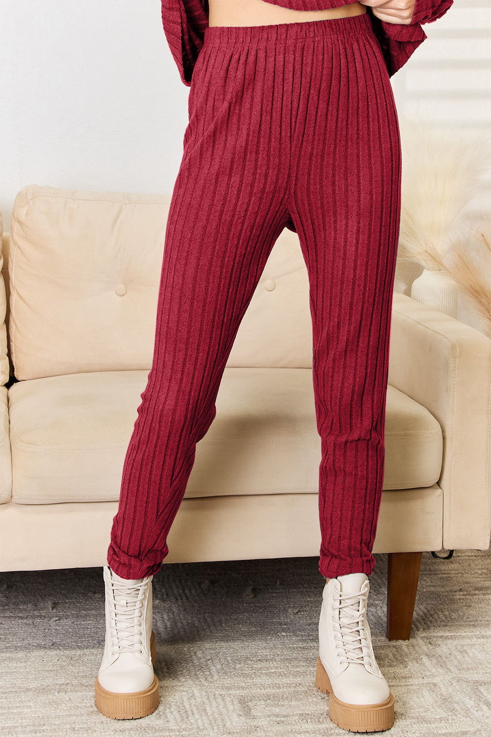 Basic Bae Full Size Notched Long Sleeve Top and Pants Set Basic Bae Full Size Notched Long Sleeve Top and Pants Set - TopFashionHQ