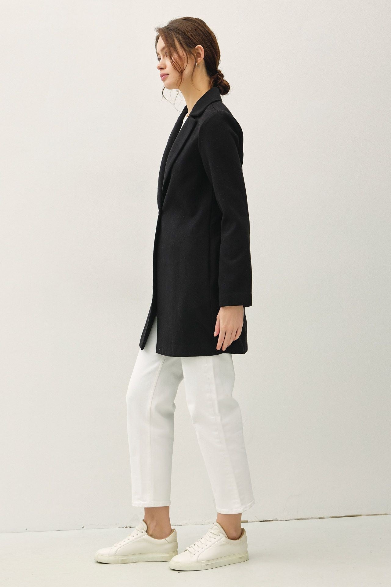 Be Cool Single Button Long Sleeve Coat with Pockets Be Cool Single Button Long Sleeve Coat with Pockets