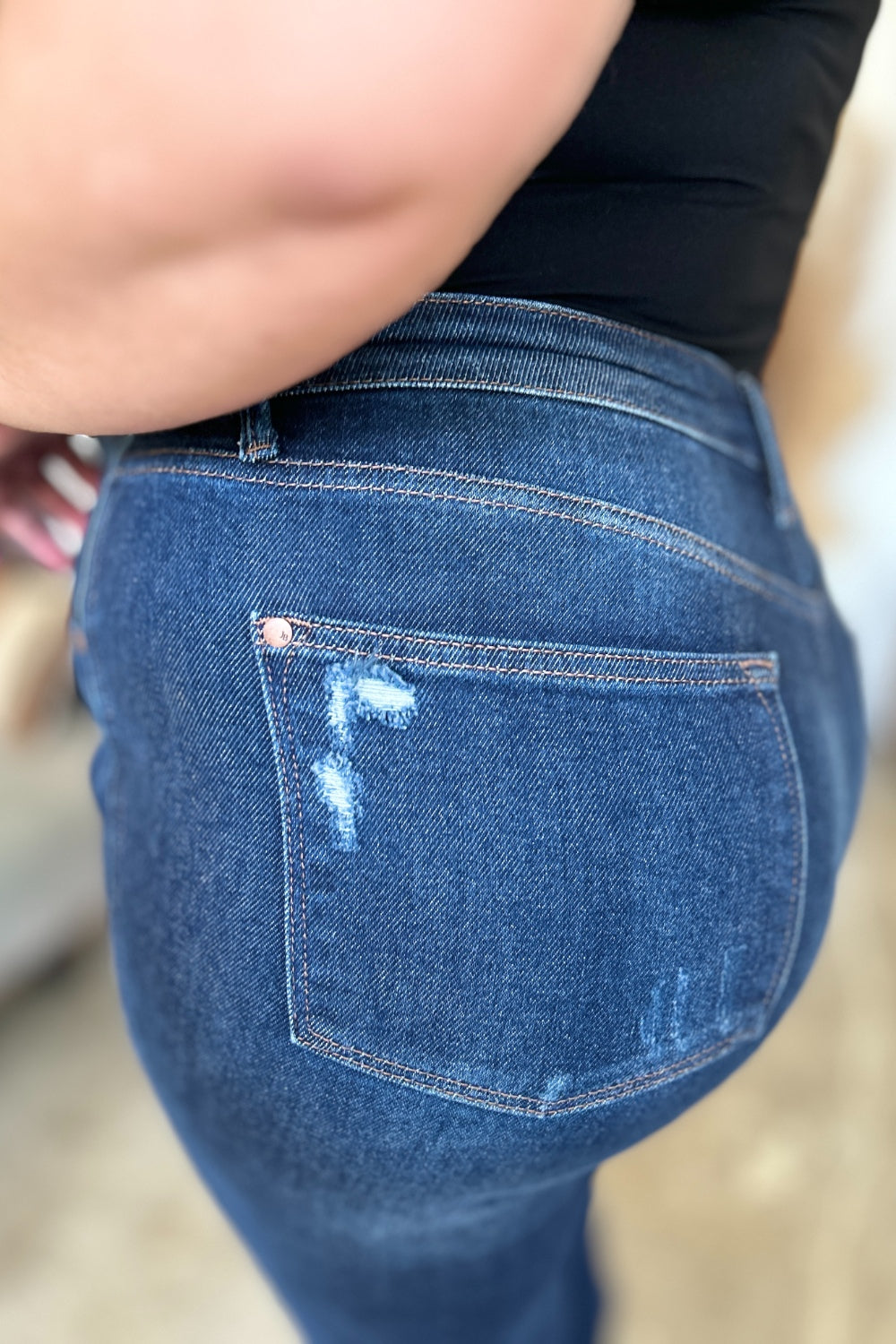 Judy Blue Full Size High Waist Rigid Magic Heavy Destroy Straight Jeans Judy Blue Full Size High Waist Rigid Magic Heavy Destroy Straight Jeans - TopFashionHQ