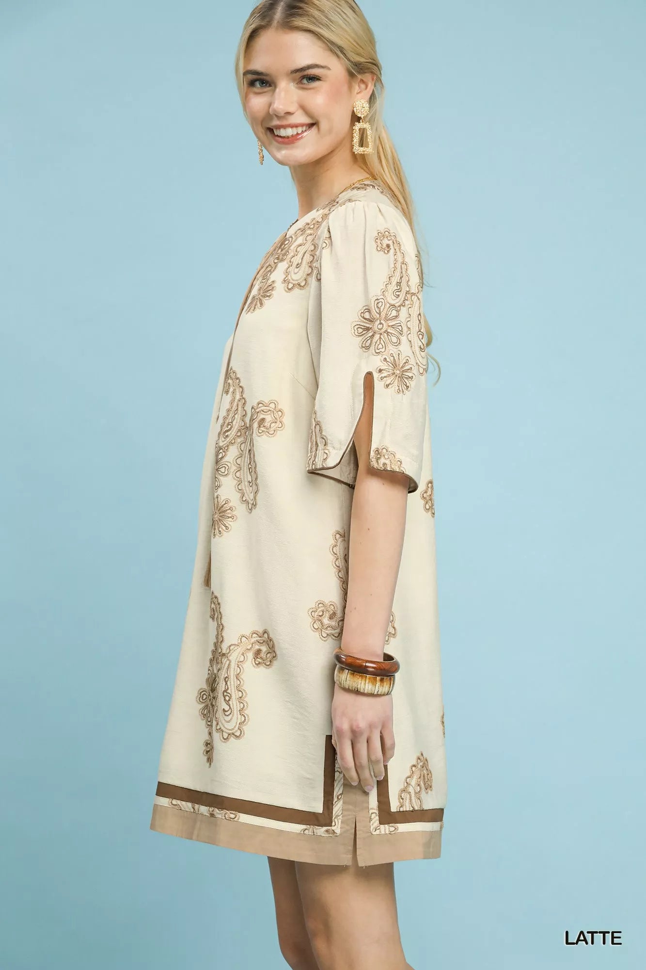 Umgee Embroidered Split Neck Shift Dress 60dacd46-5d87-438a-bfc2-7e8f3d7d7019-Max-Origin