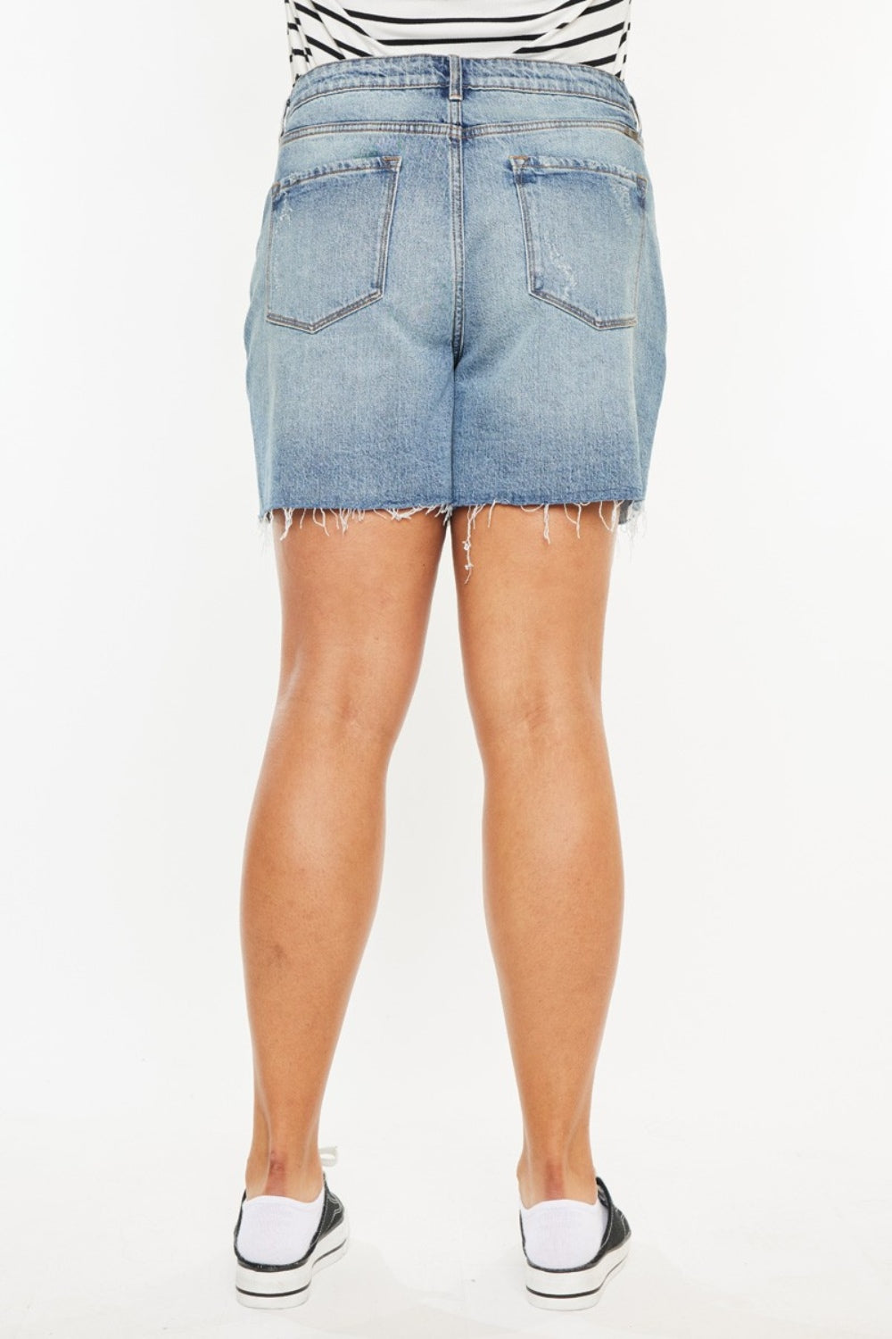 Kancan Full Size Raw Hem High Waist Denim Shorts Kancan Full Size Raw Hem High Waist Denim Shorts - TopFashionHQ