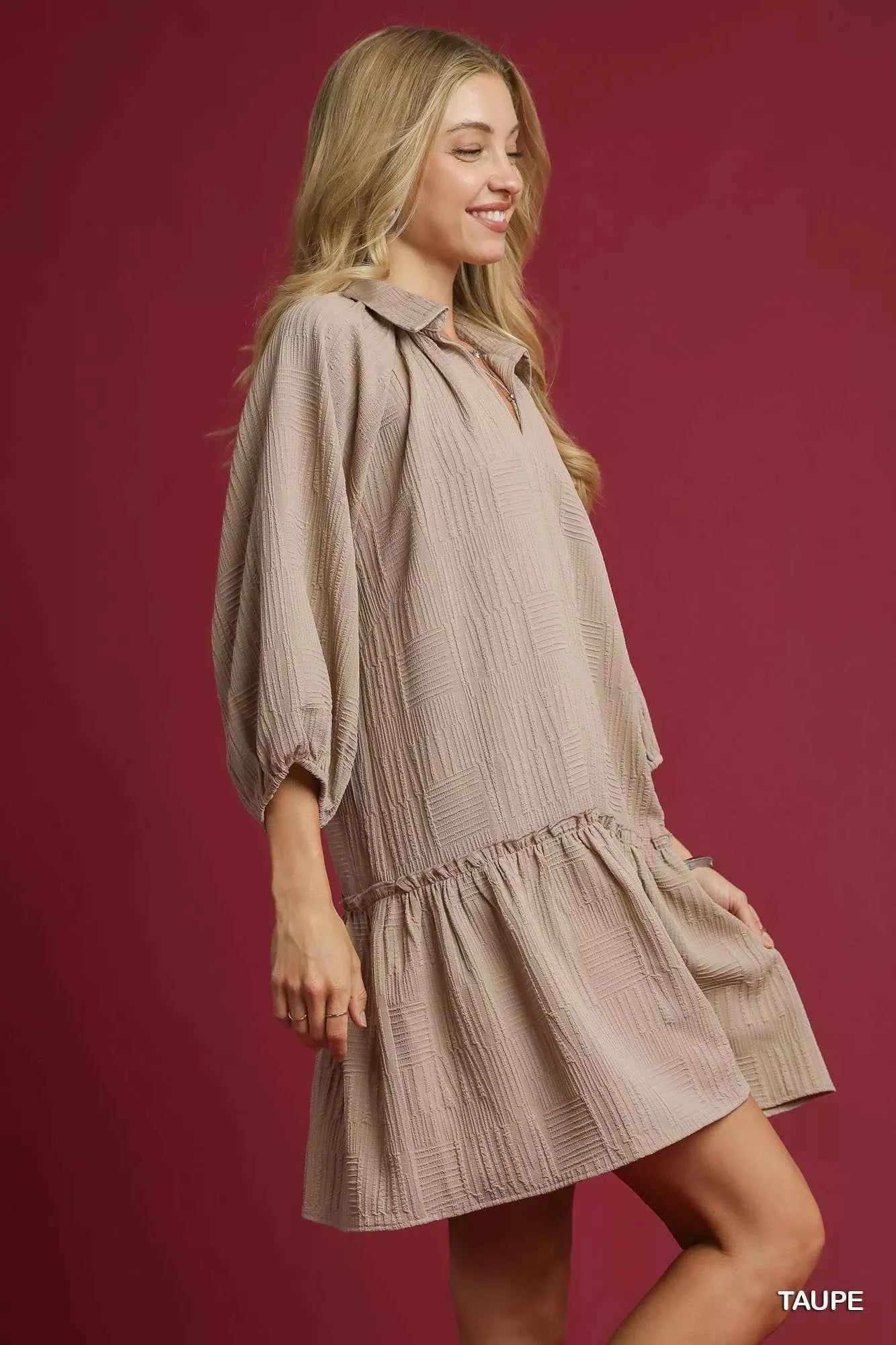 Umgee V-Neck Tiered Mini Dress Umgee V-Neck Tiered Mini Dress