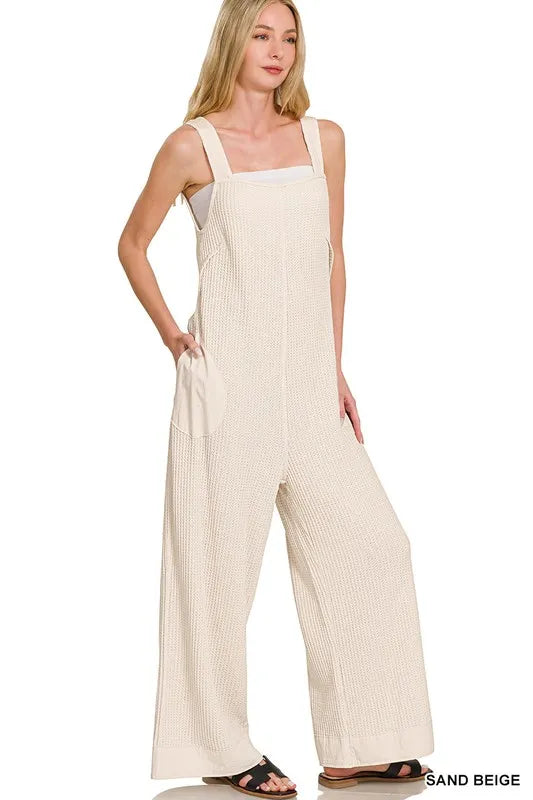 Zenana Knit Waffle Wide Leg Overalls 617b057f74124c89a8046f6debbca750-Max-Origin