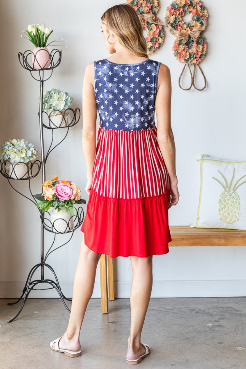 Heimish Full Size US Flag Theme Contrast Tank Dress Heimish Full Size US Flag Theme Contrast Tank Dress - TopFashionHQ