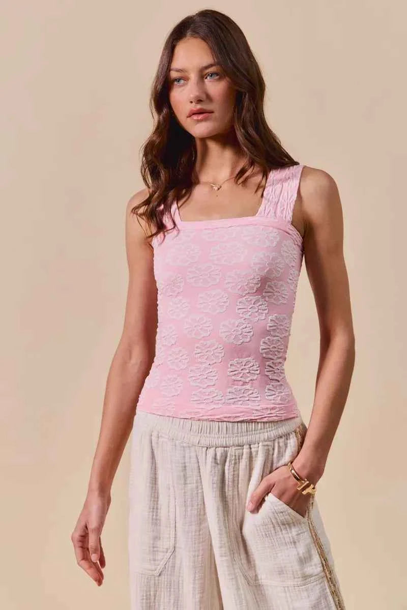 SO ME Two Tone Floral Seamless Tank Top SO ME Two Tone Floral Seamless Tank Top