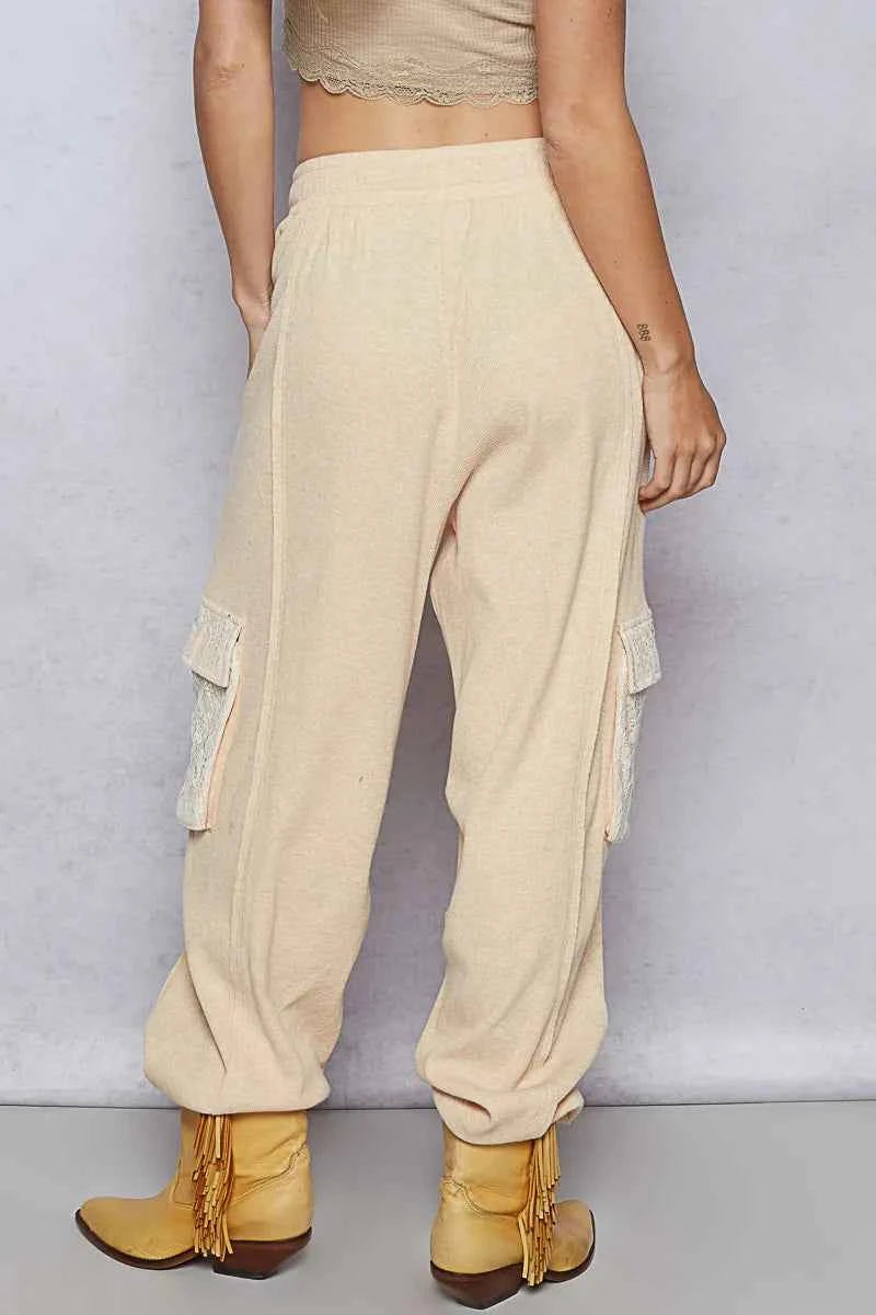 POL Drawstring Lace Pocket Patch Joggers POL Drawstring Lace Pocket Patch Joggers