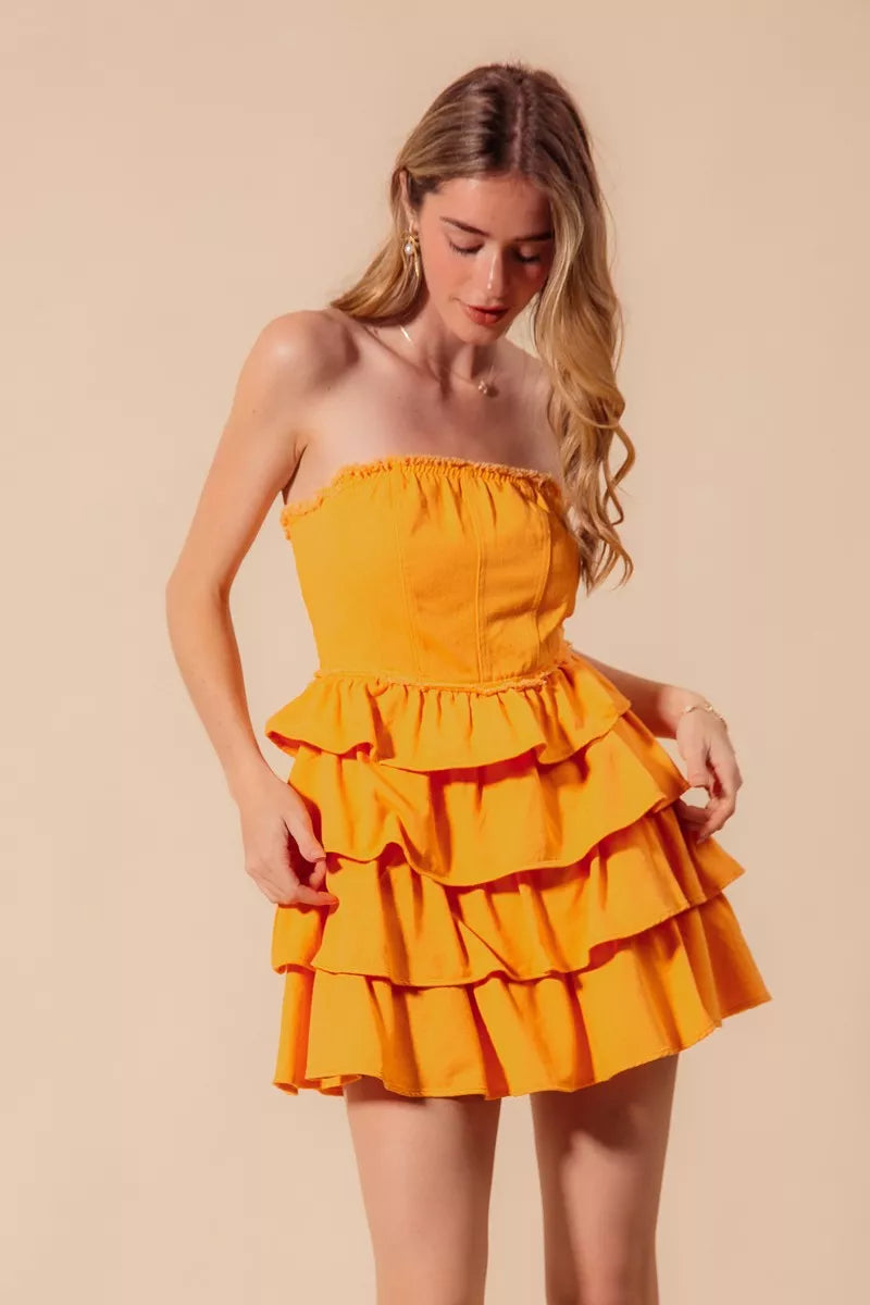 SO ME Strapless Ruffle Layered Game Day Cheer Up Dress 62f44480-22ab-45dd-86a8-5fa505aa97a1-Max-Origin