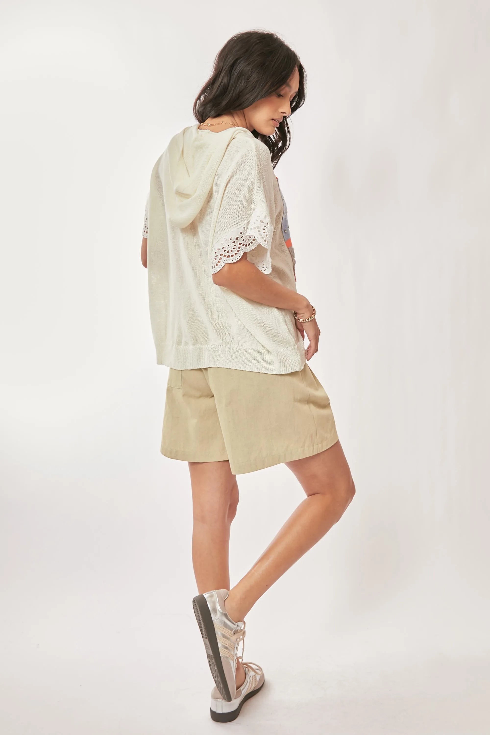 Davi & Dani American Flag Loose Fit Lace Sleeve Hoodie Top 63536ce095b14e2d9a96a79134019102-Max-Origin