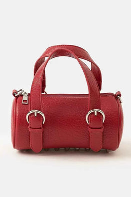 Fame Faux Leather Buckle Strap Cylinder Hand Bag