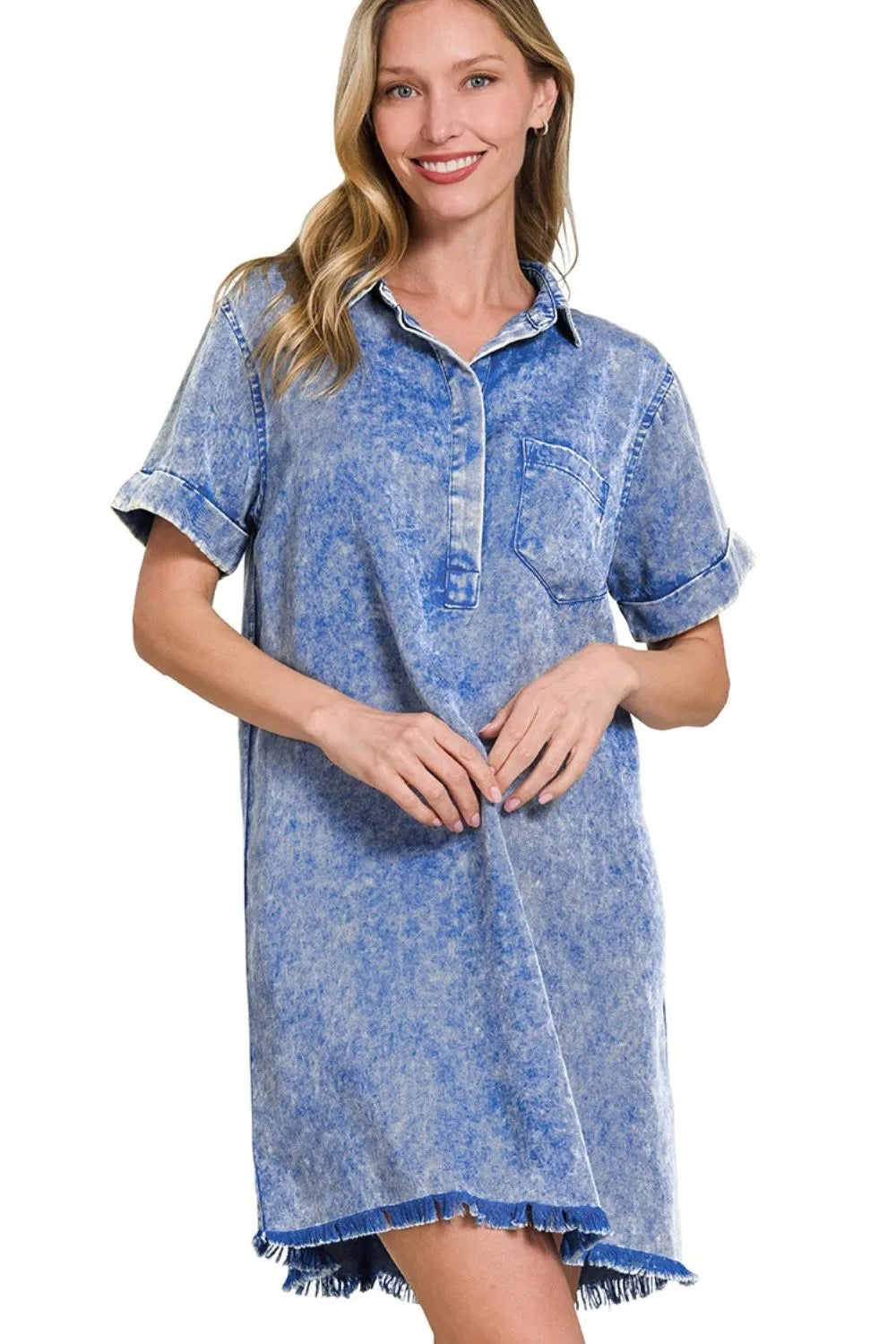 Zenana Tencel Mineral Washed Collared Shirts Dress 6362f099-a7e0-4f7c-b3b3-b3528466c7dd-Max-Origin