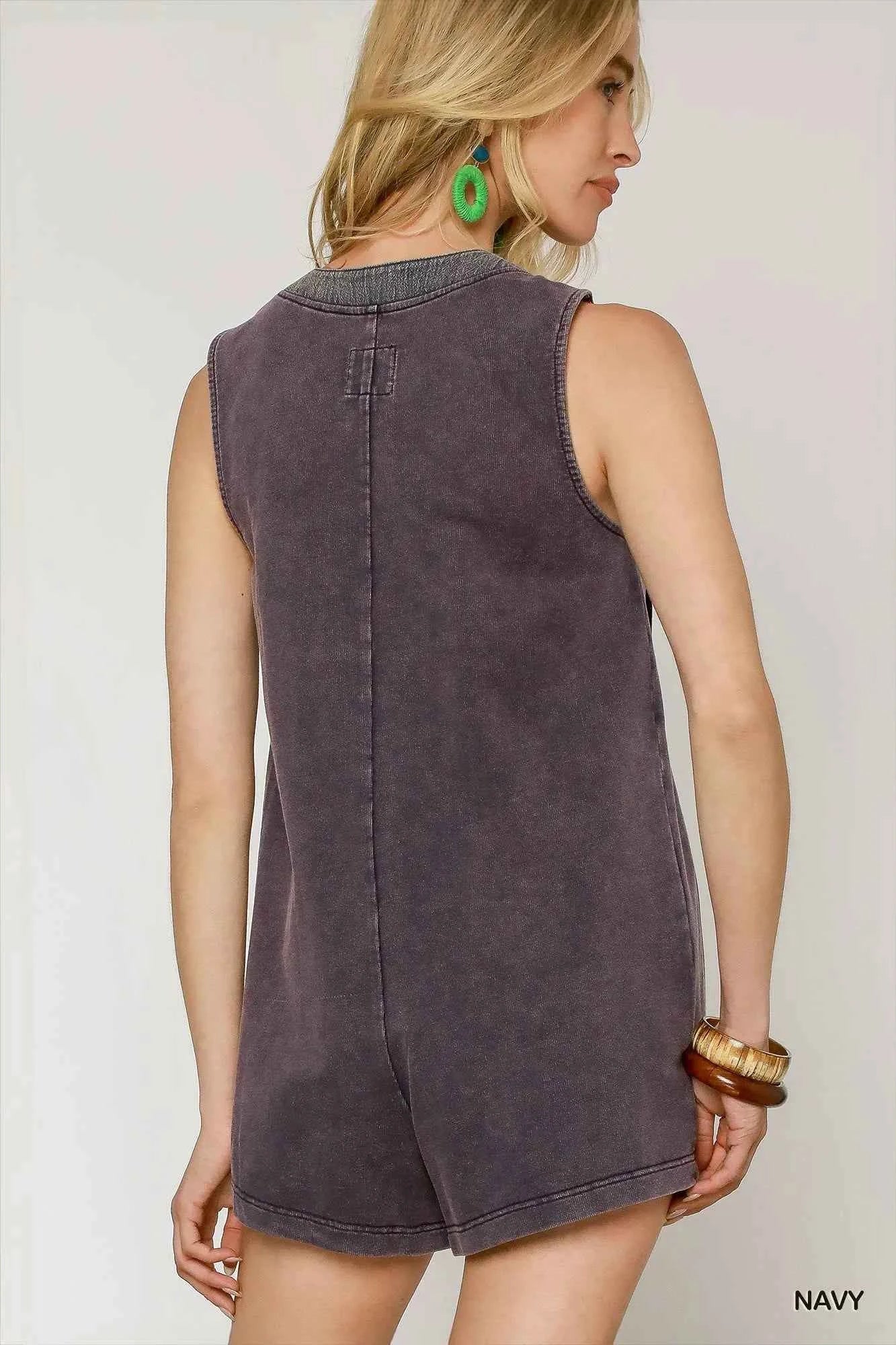 Umgee Tie Front Sleeveless Romper Umgee Tie Front Sleeveless Romper