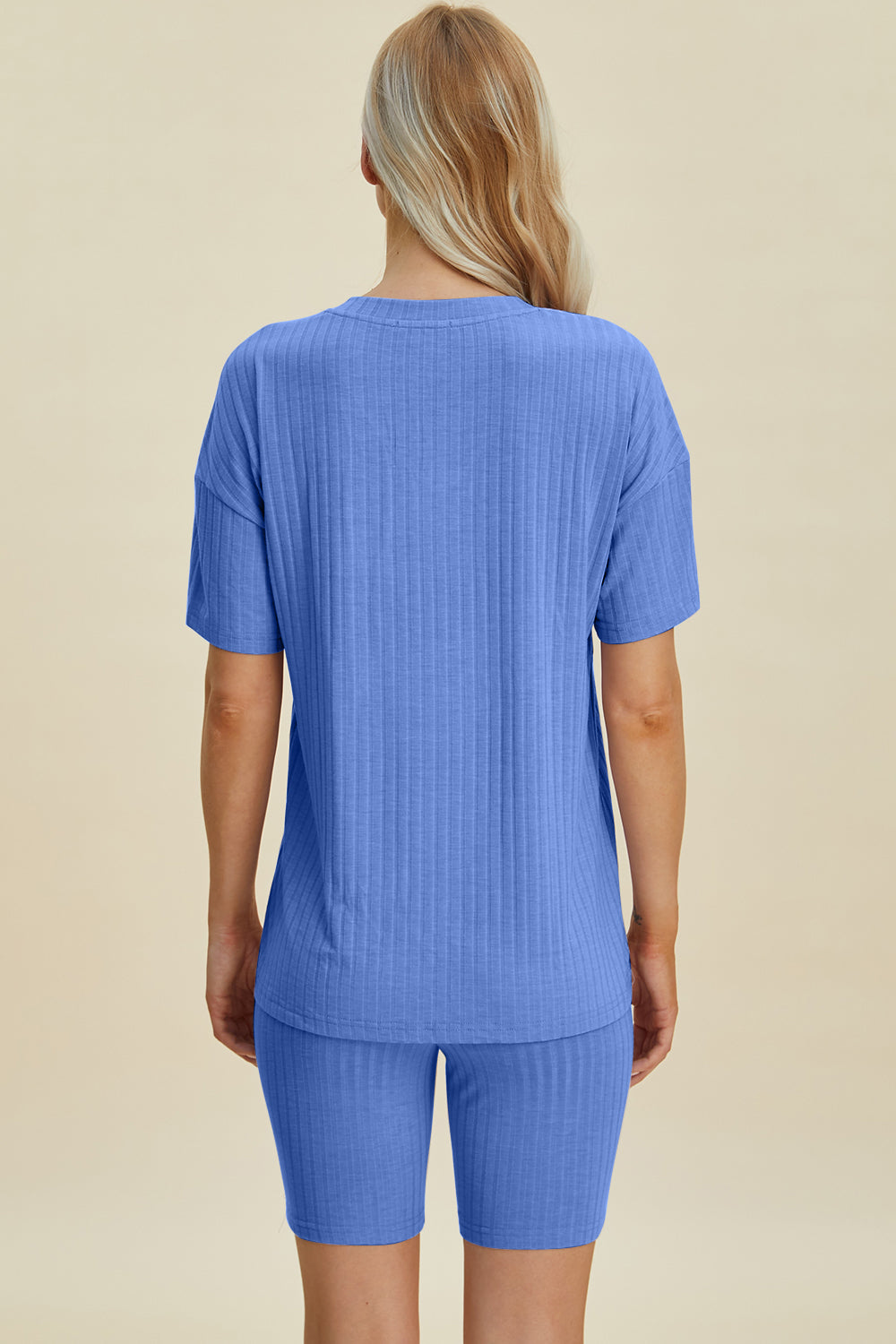 Basic Bae Full Size Ribbed V-Neck Short Sleeve Top and Shorts Set Basic Bae Full Size Ribbed V-Neck Short Sleeve Top and Shorts Set