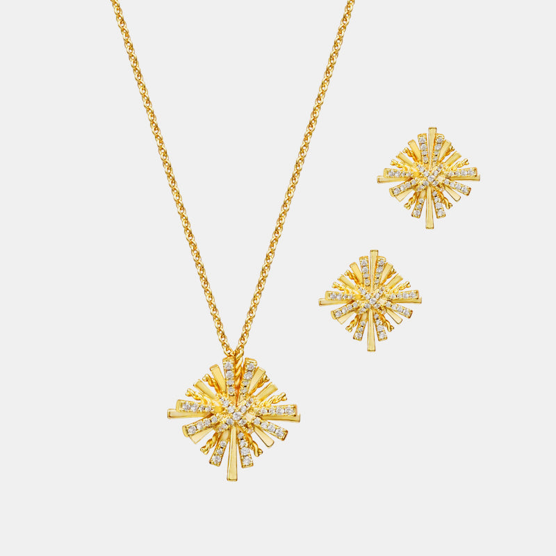 Starburst Gold-Plated Earrings and Necklace Set Starburst Gold-Plated Earrings and Necklace Set