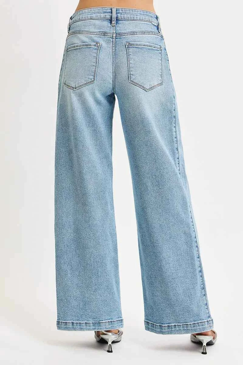 RISEN Mid Rise Wide Barrel Transferable Leg Snap Jeans RISEN Mid Rise Wide Barrel Transferable Leg Snap Jeans