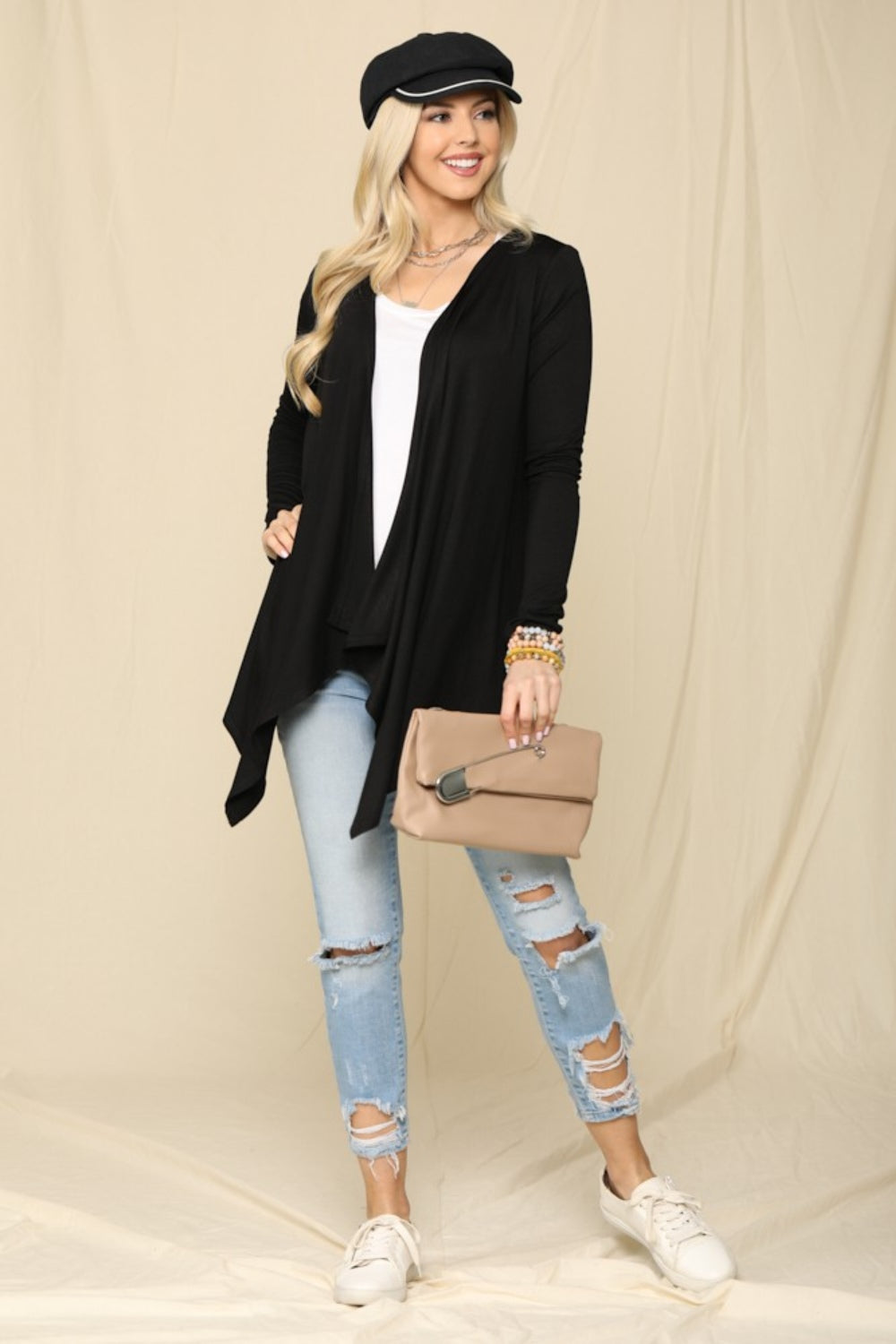 Celeste Full Size Open Front Knit Cardigan Celeste Full Size Open Front Knit Cardigan - TopFashionHQ