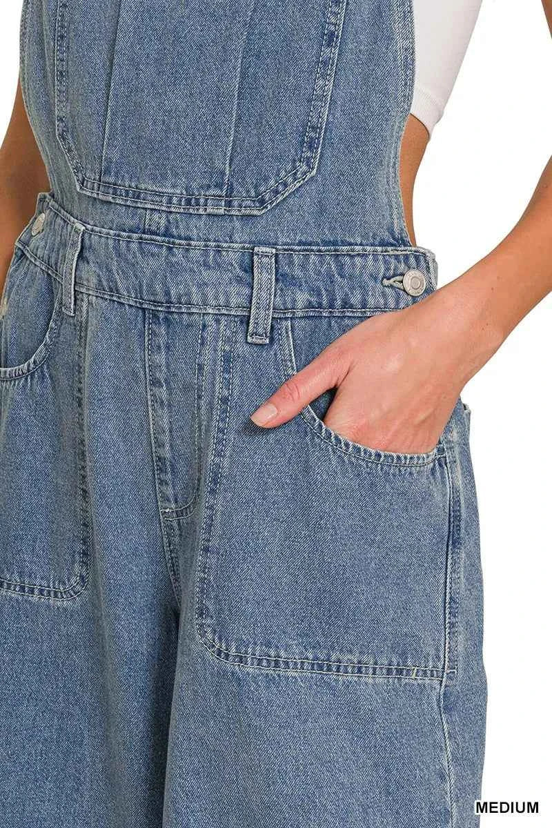 Zenana Denim Medium Washed Wide Leg Overalls Zenana Denim Medium Washed Wide Leg Overalls