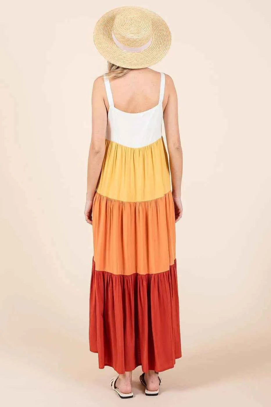 Mittoshop Color Block Tiered Pull-On Maxi Dress Mittoshop Color Block Tiered Pull-On Maxi Dress