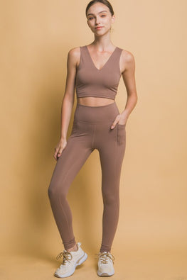 Love Tree High Waist Leggings with Side Pockets - TopFashionHQ