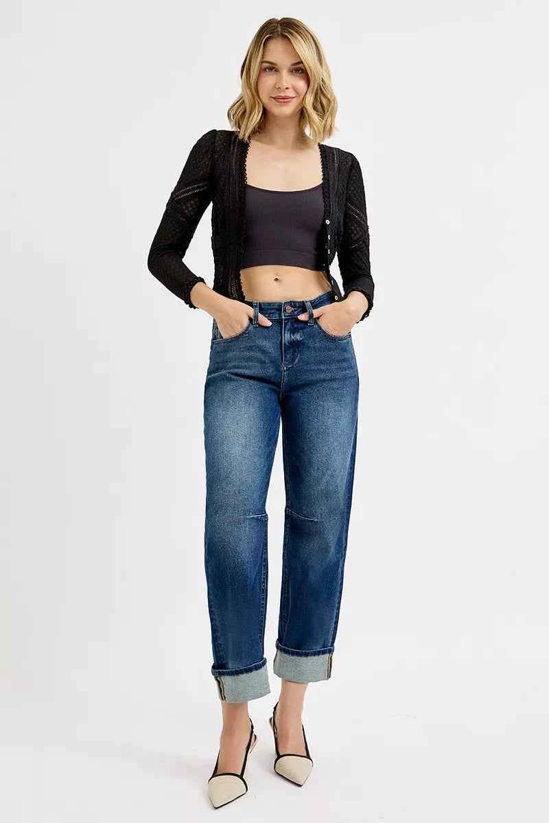 RISEN Slouchy Crop Barrel Cuffed Jeans RISEN Slouchy Crop Barrel Cuffed Jeans