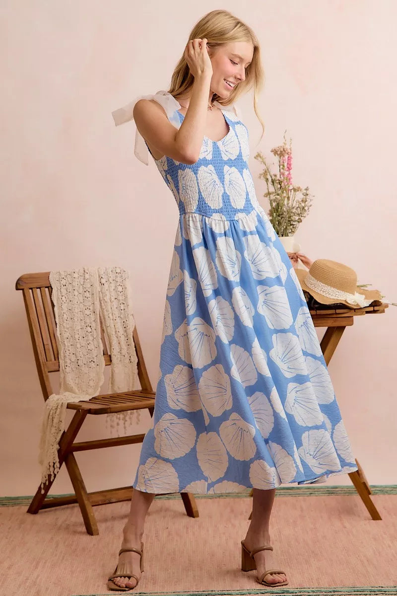 SO ME Shell Smocked Bodice Shoulder Tie Lined Midi Dress 655b299c-e927-49ed-bf01-e0cc7392b696-Max-Origin