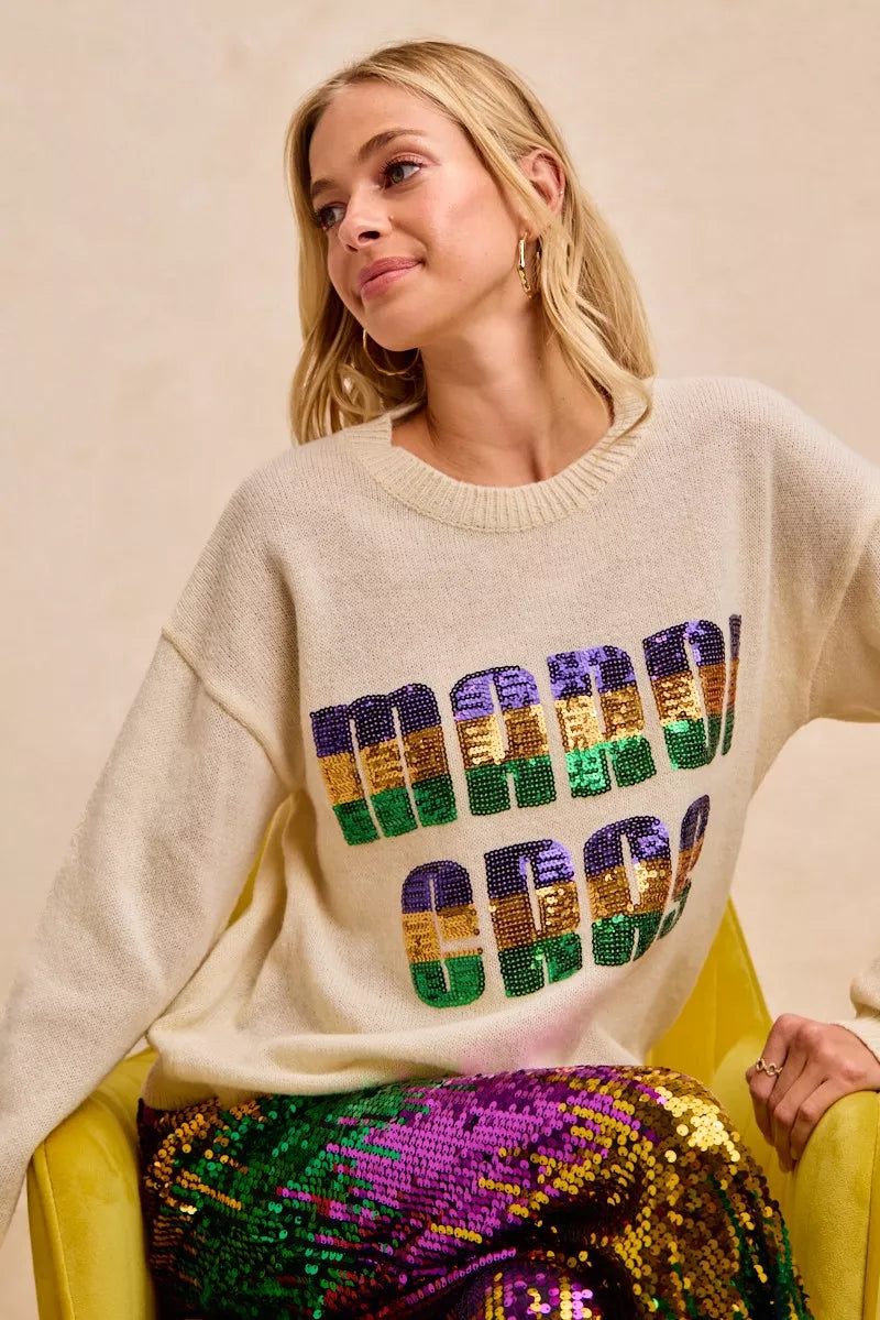 BiBi Mardi Gras Sequin Lattering Knit Top 656d7ec095e942bcb9d2deb46226e448-Max-Origin