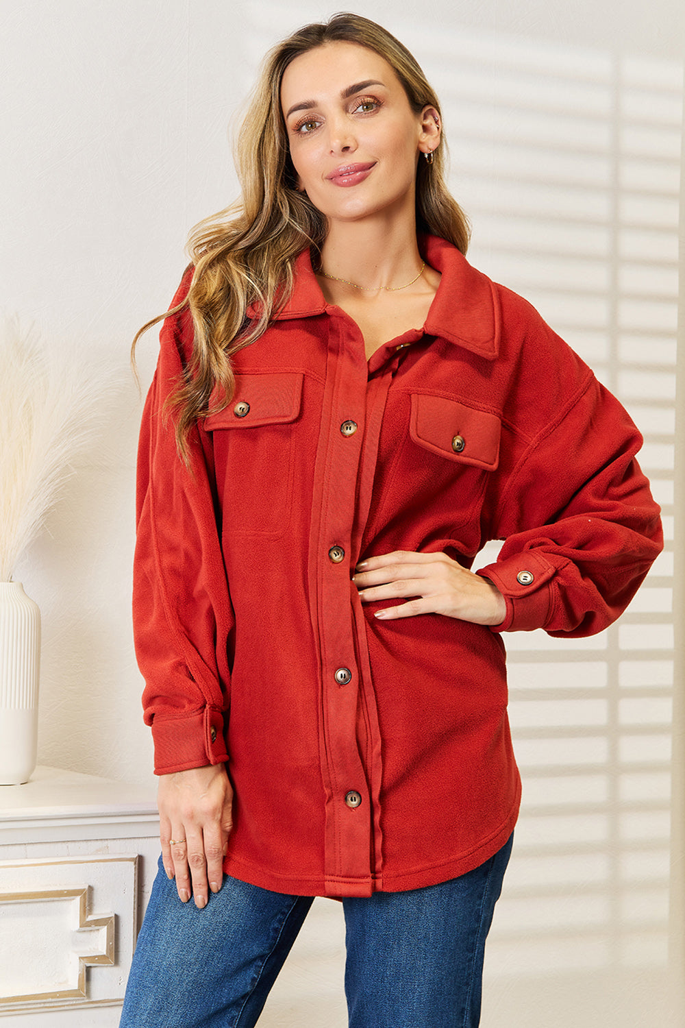 Heimish Cozy Girl Full Size Button Down Shacket Heimish Cozy Girl Full Size Button Down Shacket - TopFashionHQ