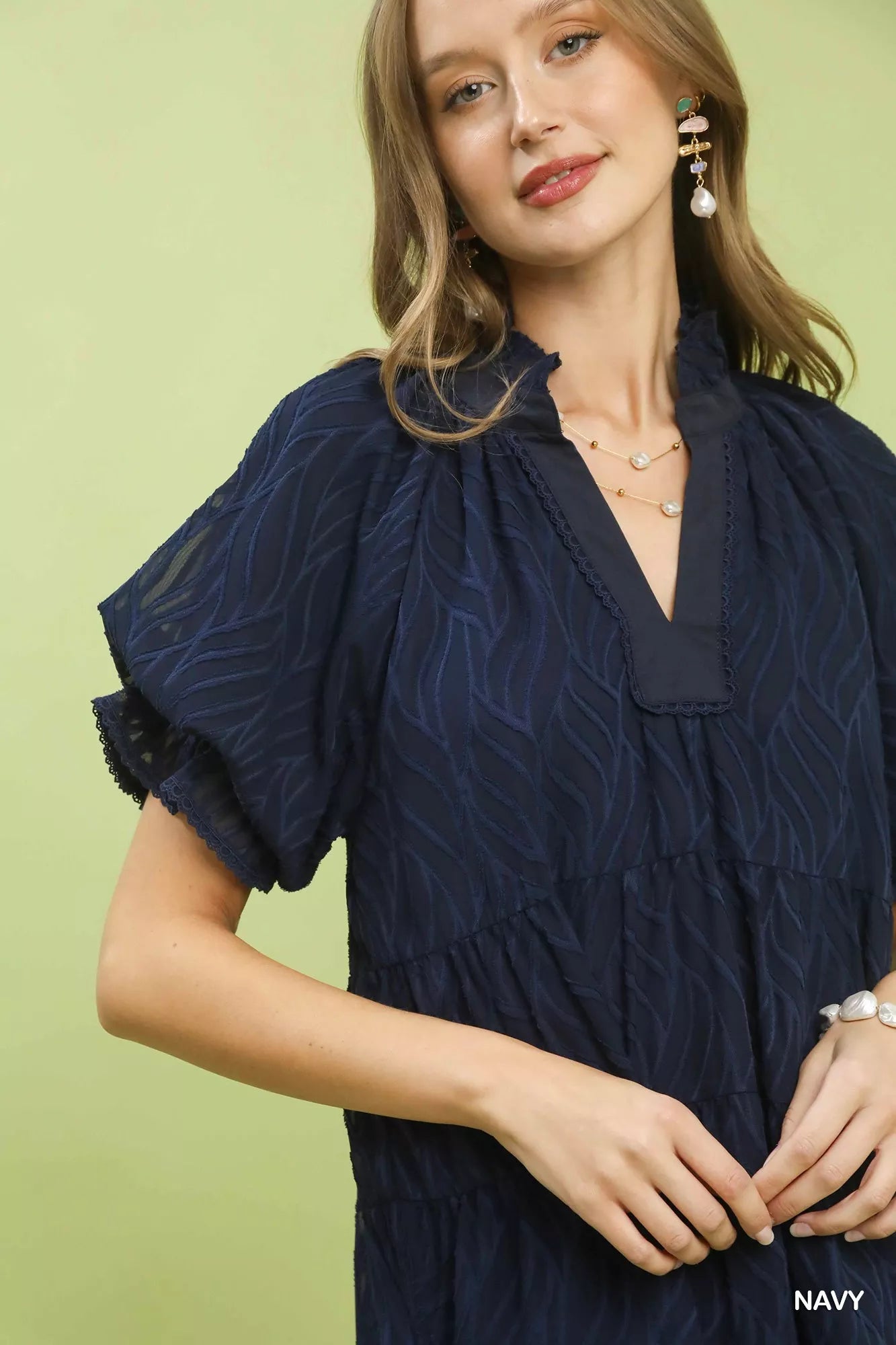 Umgee Textured Tiered Ruffle Collar Mini Dress 65e188c5-9bcd-4eda-b4cc-405a745c46de-Max-Origin