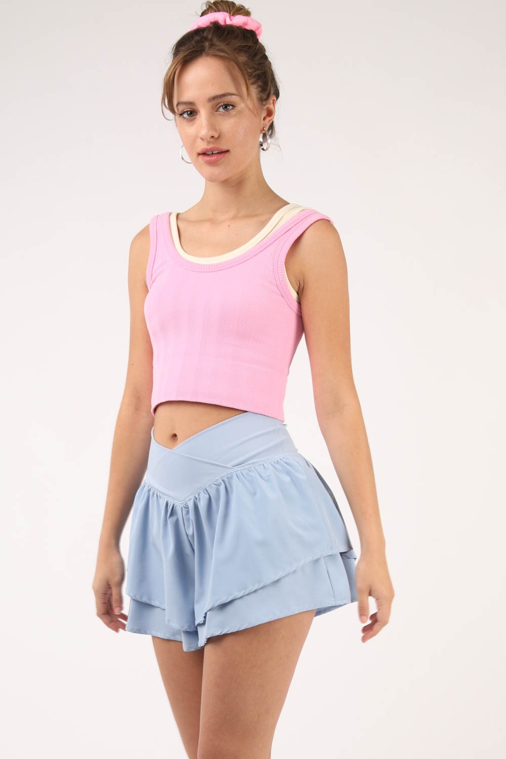 VERY J V-Shaped High Waist Layered Active Shorts VERY J V-Shaped High Waist Layered Active Shorts - TopFashionHQ