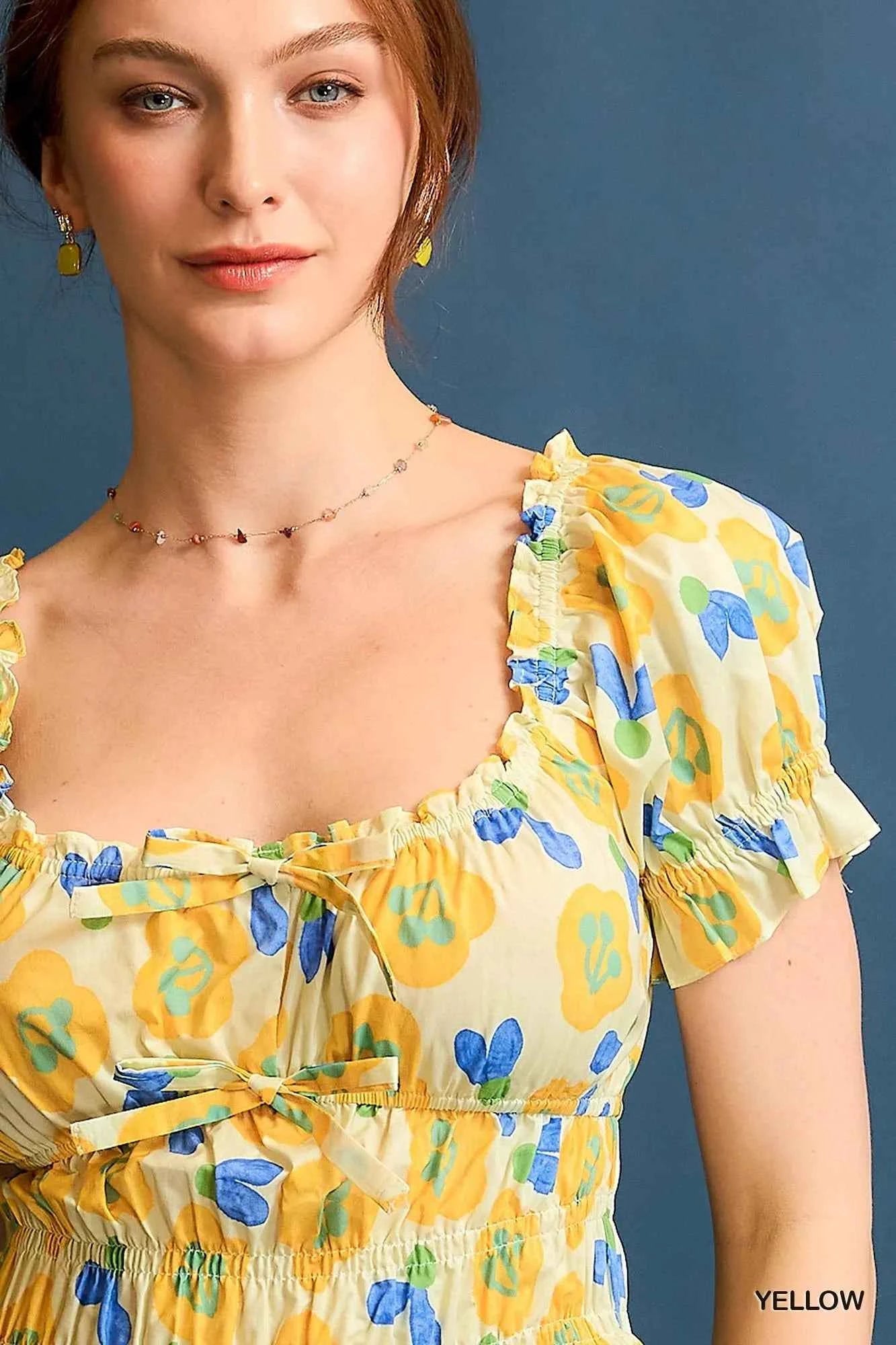 Umgee Floral Smocked Peplum Blouse Umgee Floral Smocked Peplum Blouse