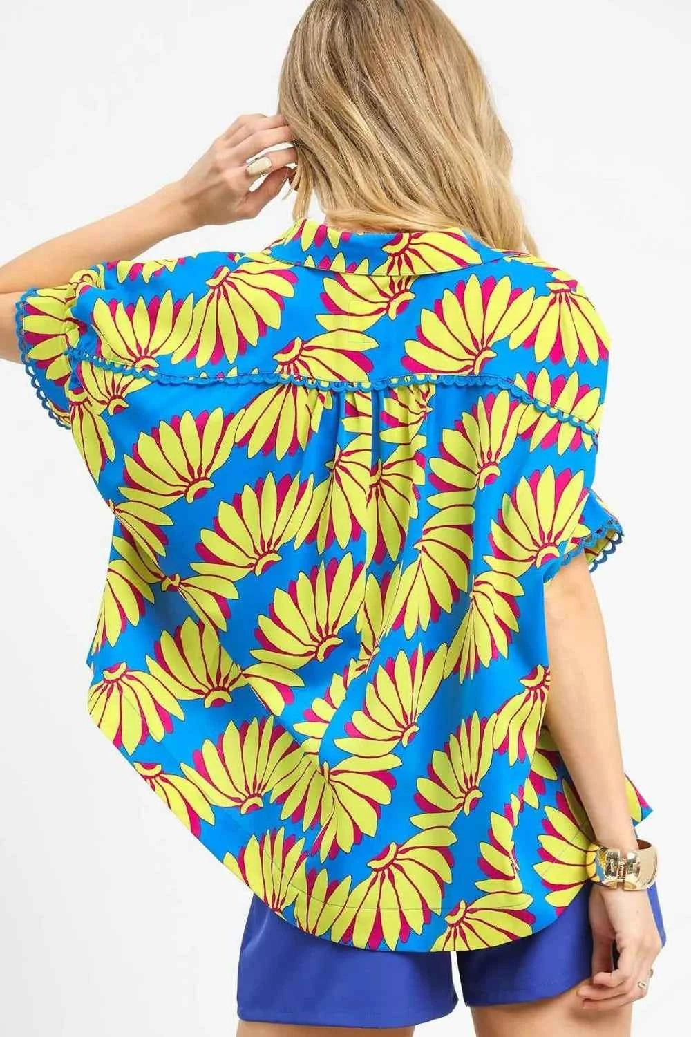 Umgee Printed Button-Up Relaxed Shirt Umgee Printed Button-Up Relaxed Shirt