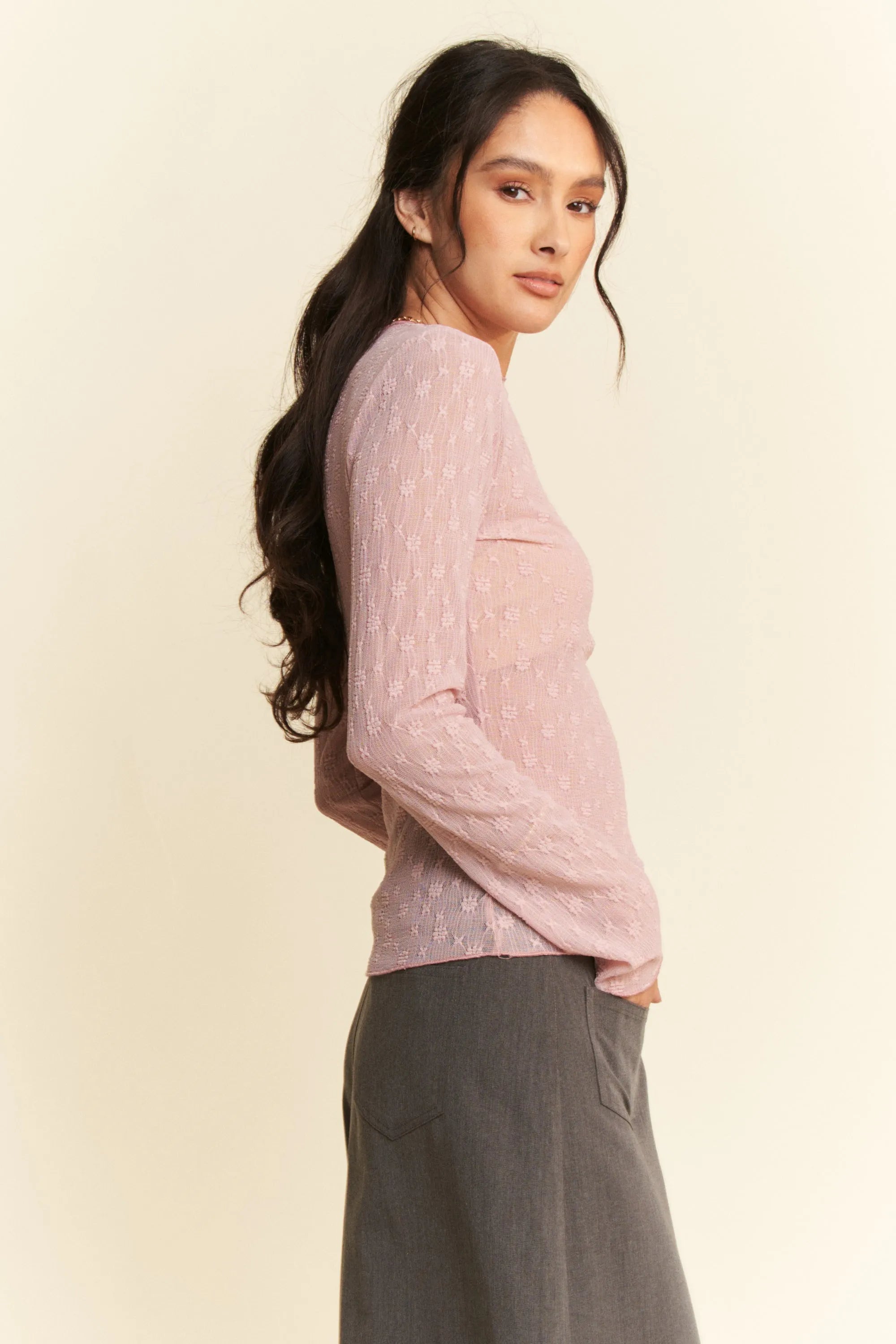 Davi & Dani Long Sleeve Sheer Small Embroidered Bows Lace Top 6693389af1a841838828658ddafec463-Max-Origin