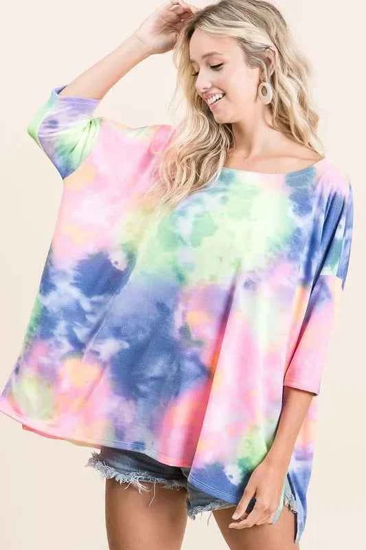 BiBi Tie Dye Print Low Gauge Knit Top BiBi Tie Dye Print Low Gauge Knit Top