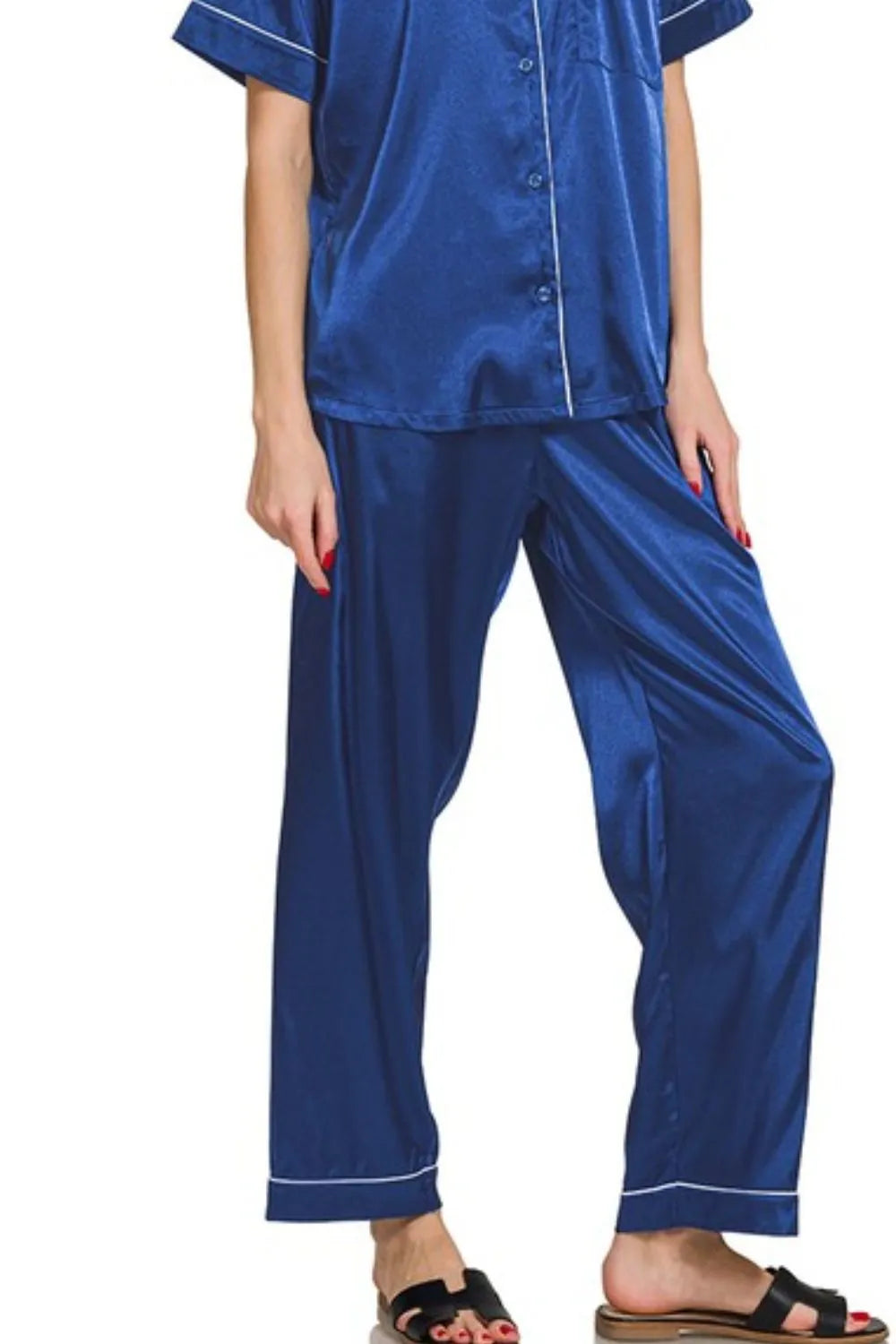 Zenana Satin Short Sleeve Top and Pants Pajama Set 66bc04af-6386-4346-9b93-bf5f53a6a35f-Max-Origin