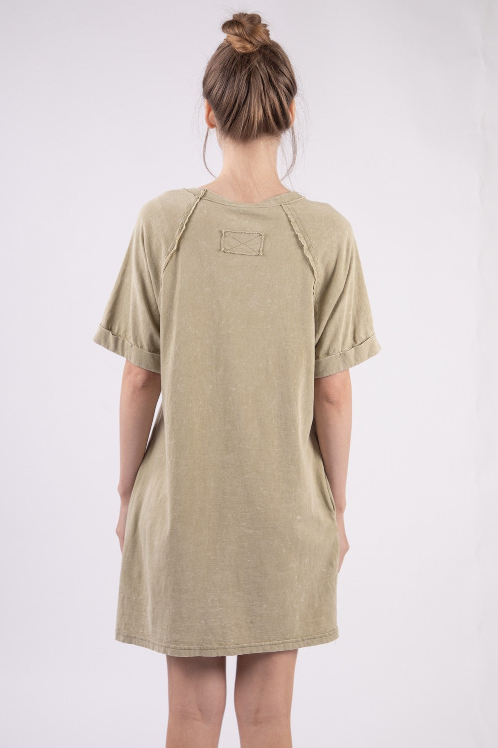 VERY J Washed Round Neck Mini Tee Dress VERY J Washed Round Neck Mini Tee Dress - TopFashionHQ