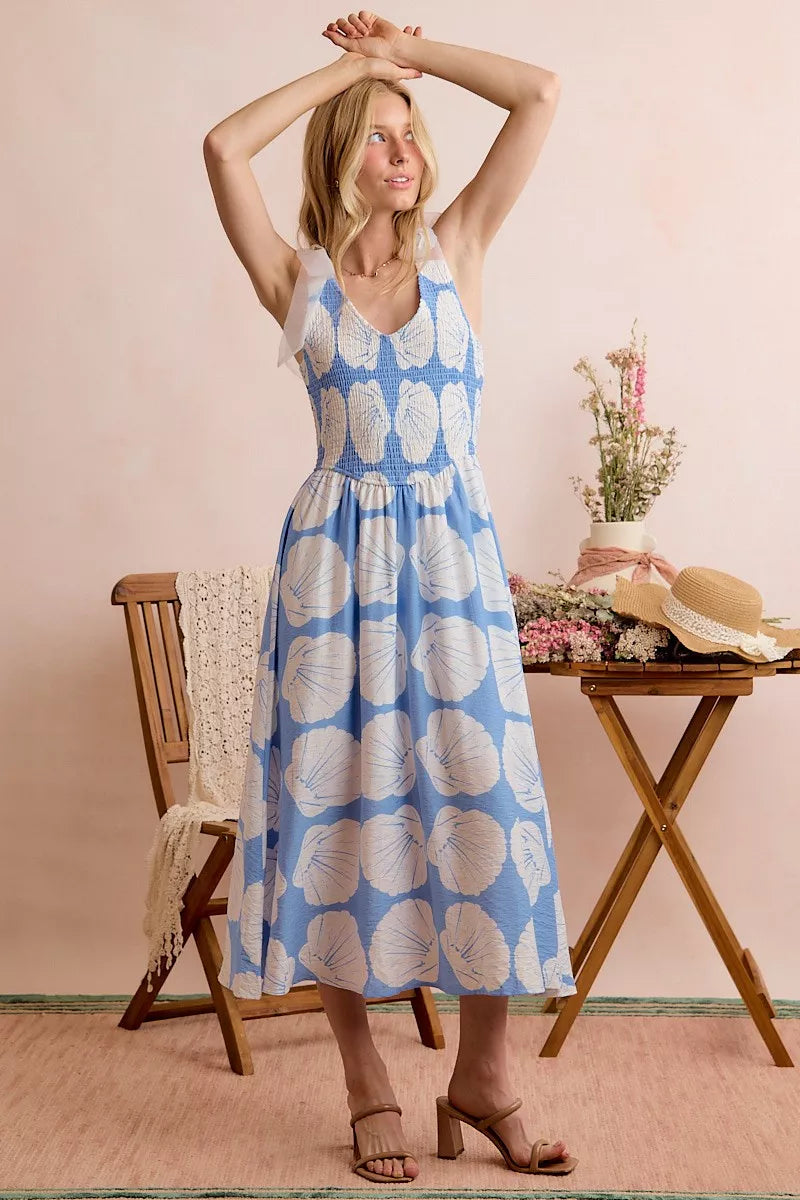 SO ME Shell Smocked Bodice Shoulder Tie Lined Midi Dress 66e6f45e-dafe-42e0-bb6d-7a5b137aa955-Max-Origin