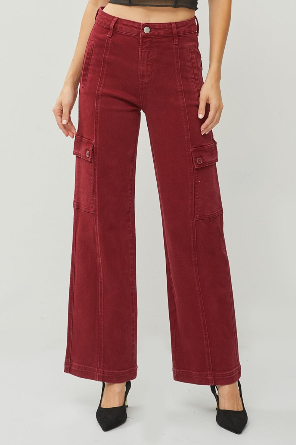 RISEN Full Size High Rise Wide Leg Cargo Jeans RISEN Full Size High Rise Wide Leg Cargo Jeans - TopFashionHQ