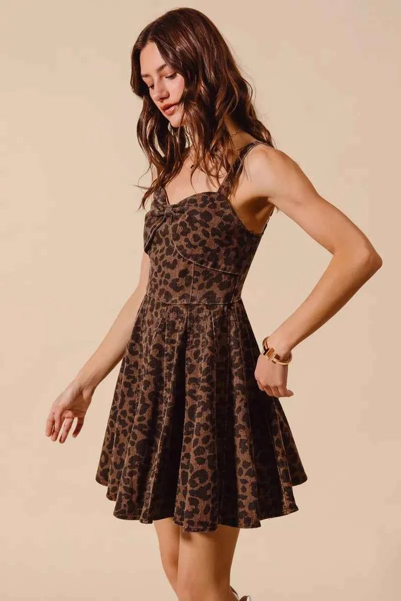 SO ME Mineral Washed Leopard Flare Cami Dress SO ME Mineral Washed Leopard Flare Cami Dress