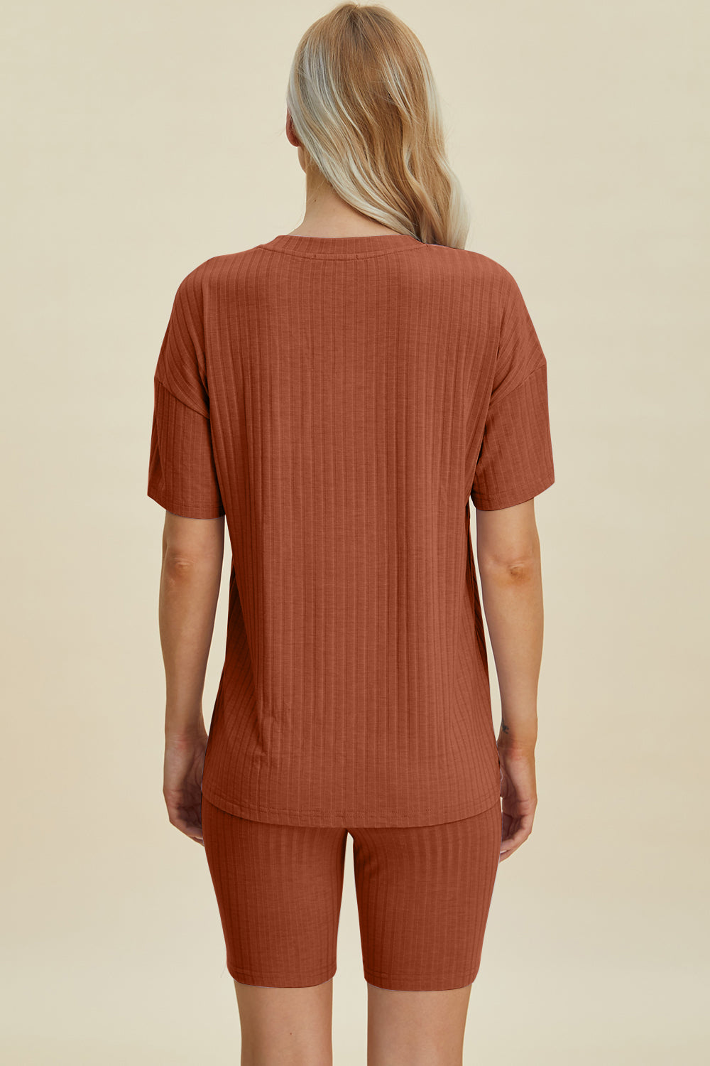 Basic Bae Full Size Ribbed V-Neck Short Sleeve Top and Shorts Set Basic Bae Full Size Ribbed V-Neck Short Sleeve Top and Shorts Set