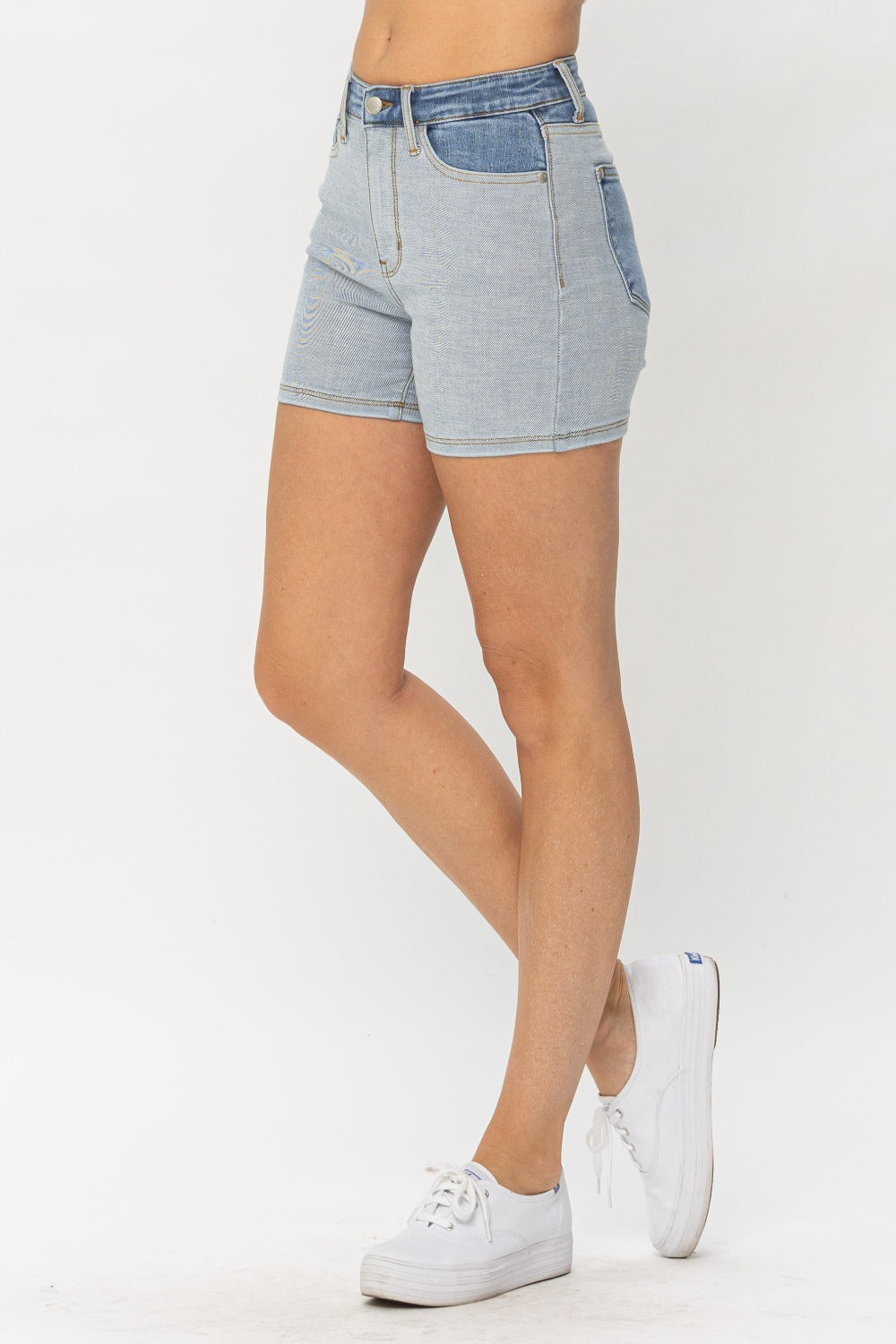 Judy Blue Full Size Color Block Denim Shorts Judy Blue Full Size Color Block Denim Shorts - TopFashionHQ