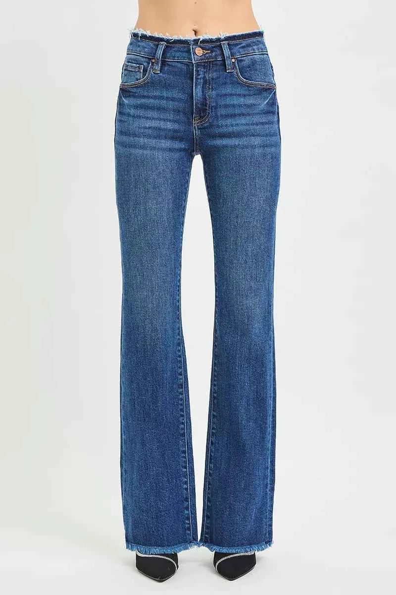 RISEN Full Size Mid Rise Bootcut Frayed Waistband Hem Detail Jeans Plus Size RISEN Full Size Mid Rise Bootcut Frayed Waistband Hem Detail Jeans Plus Size
