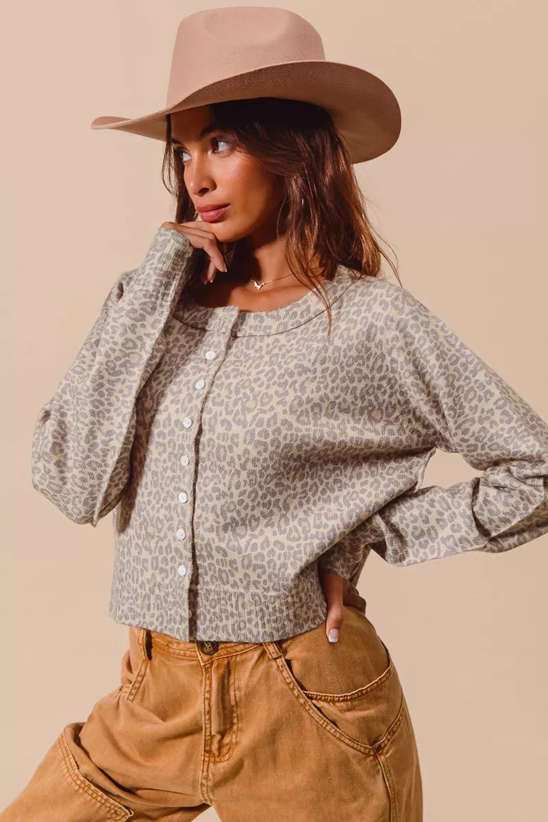 SO ME Two Tone Leopard Vintage Print Button Up Cardigan 67848e16712e4365a749259d385a7c9f-Max-Origin