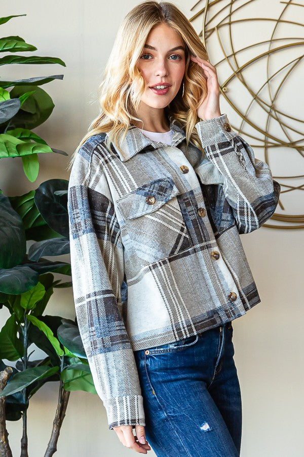 Reborn J Plaid Button Up Long Sleeve Shacket Reborn J Plaid Button Up Long Sleeve Shacket - TopFashionHQ