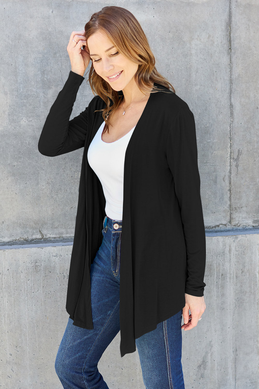 Basic Bae Full Size Open Front Long Sleeve Cardigan Basic Bae Full Size Open Front Long Sleeve Cardigan - TopFashionHQ