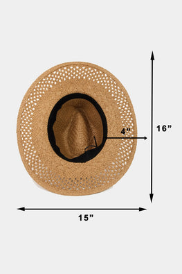 Fame Basket Weave Straw Sun Hat - TopFashionHQ