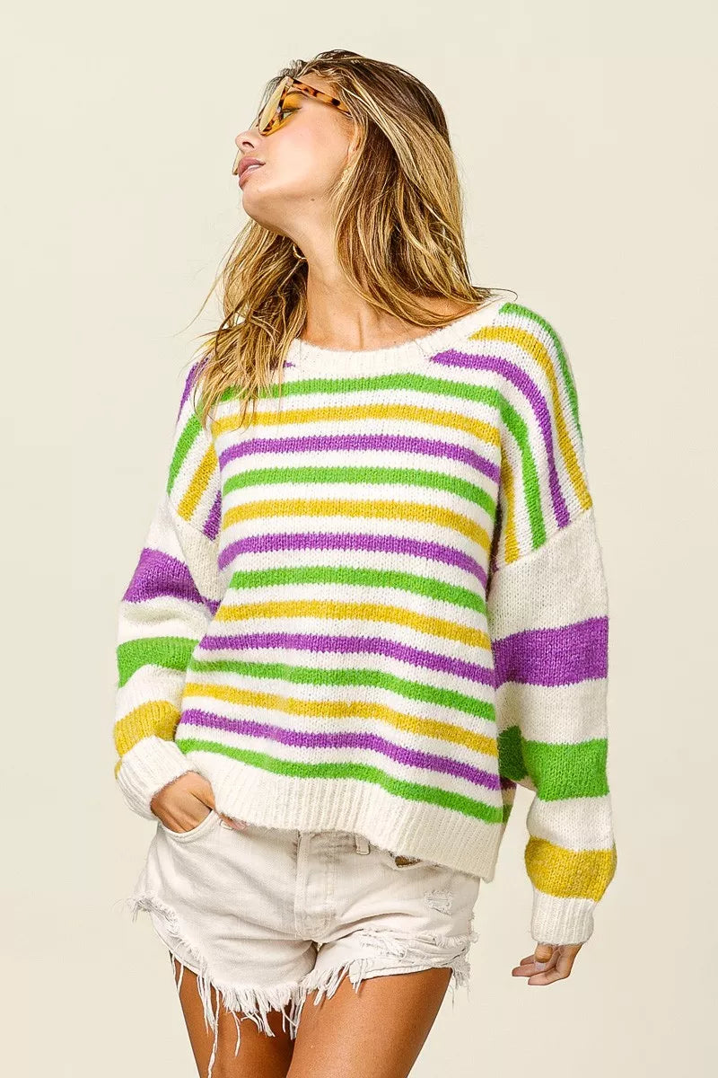 BiBi Mardi Gras Colors Stripe Comfy Sweater 68a65a2eb6da4225865be85ec2b5e4d2-Max-Origin