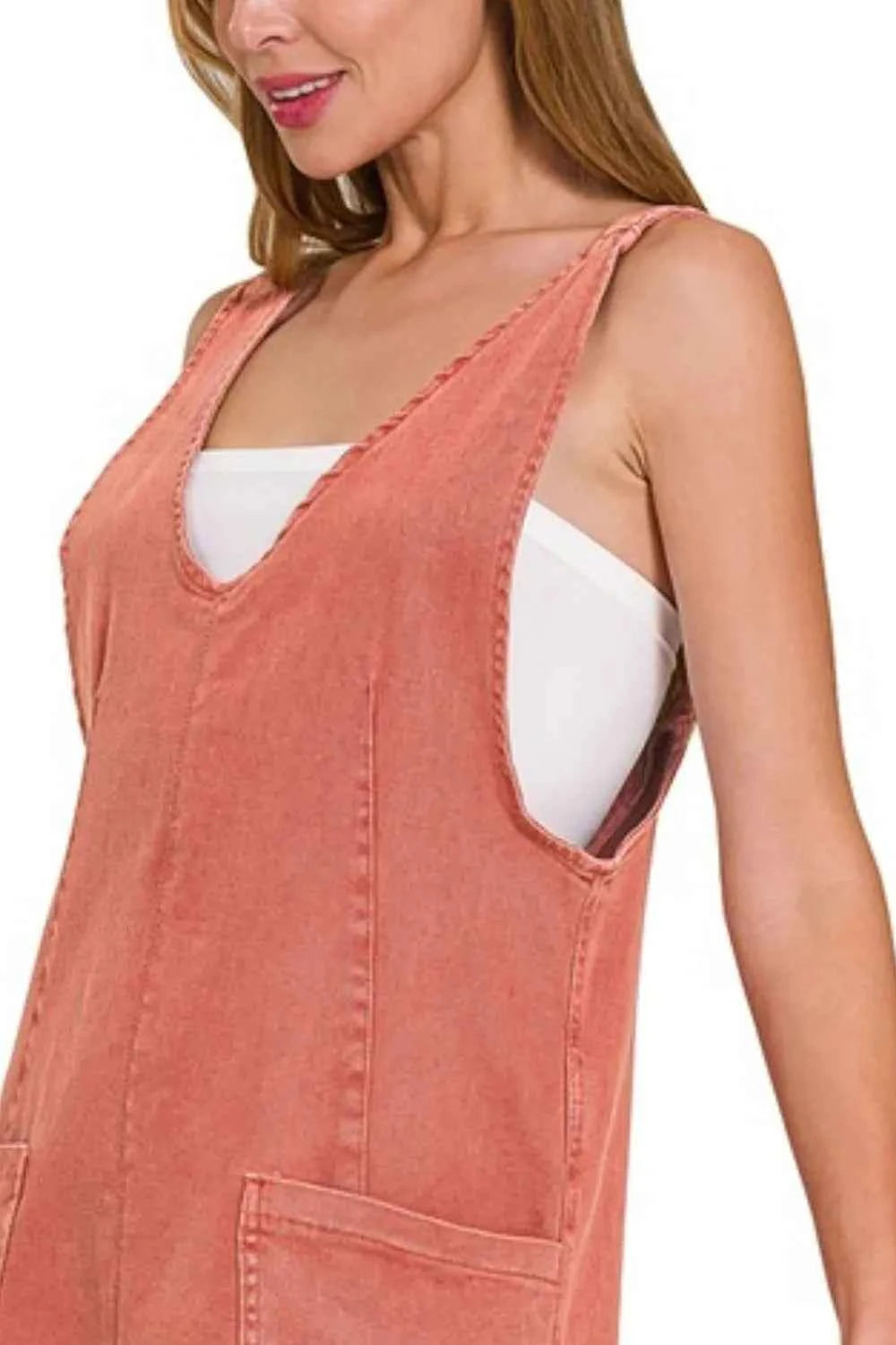 Zenana Washed Adjustable Strap Denim Overall Dress Zenana Washed Adjustable Strap Denim Overall Dress