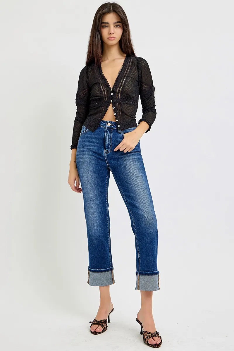 RISEN Full Size High Rise Ankle Straight Cuffed Jeans Plus Size 691b4c30-9197-4549-b2b5-5ec4bfd20fdd-Max