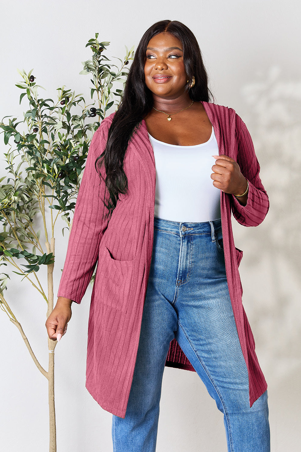 Basic Bae Full Size Hooded Sweater Cardigan Basic Bae Full Size Hooded Sweater Cardigan - TopFashionHQ