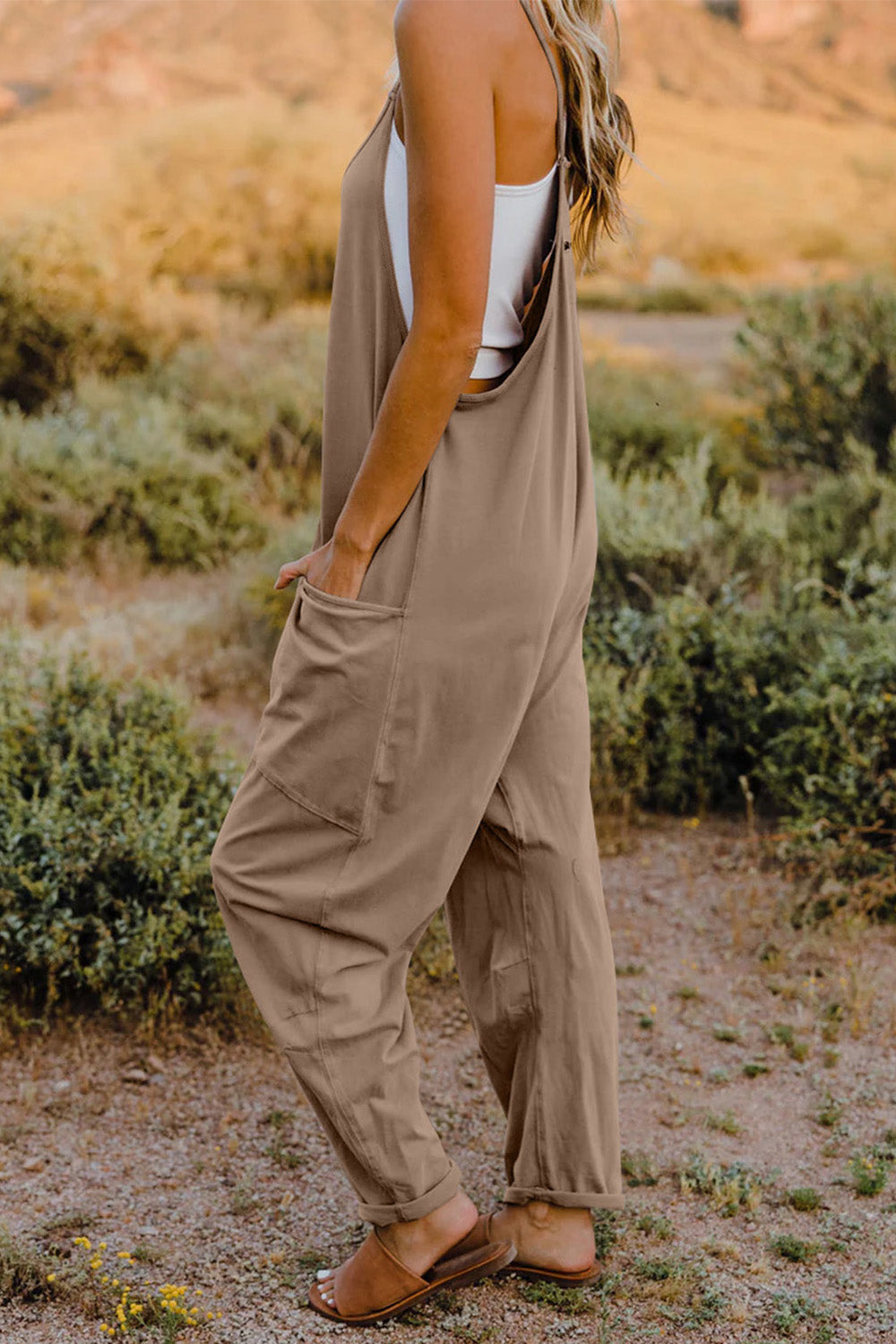 Double Take Full Size V-Neck Sleeveless Jumpsuit with Pockets Double Take Full Size V-Neck Sleeveless Jumpsuit with Pockets - TopFashionHQ