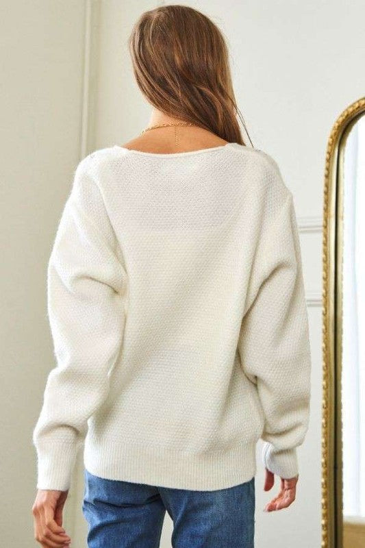 Davi & Dani Flower Embroidered Button Up Long Sleeve Cardigan Davi & Dani Flower Embroidered Button Up Long Sleeve Cardigan - TopFashionHQ